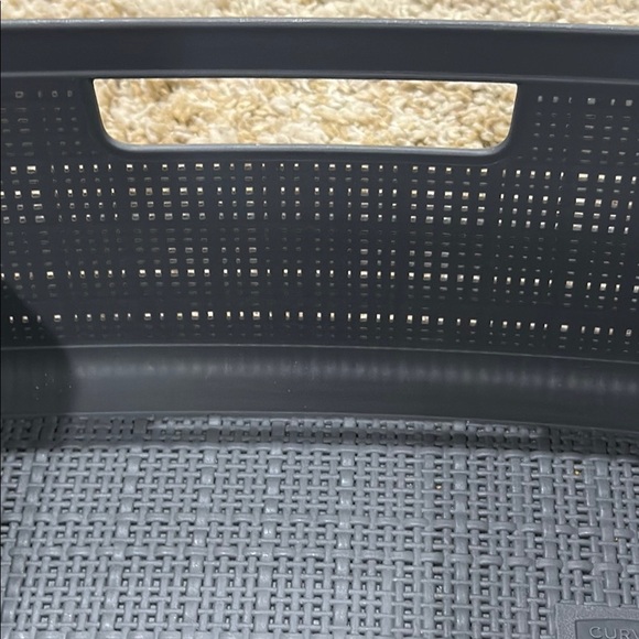 Curver Medium Jute Plastic Bin Dark Grey 6.9QT 12" x 9" Woven Look Storage - Picture 6 of 7
